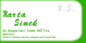 marta simek business card